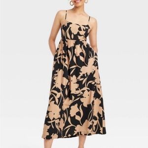 a new day Black and Tan Floral Midi Dress